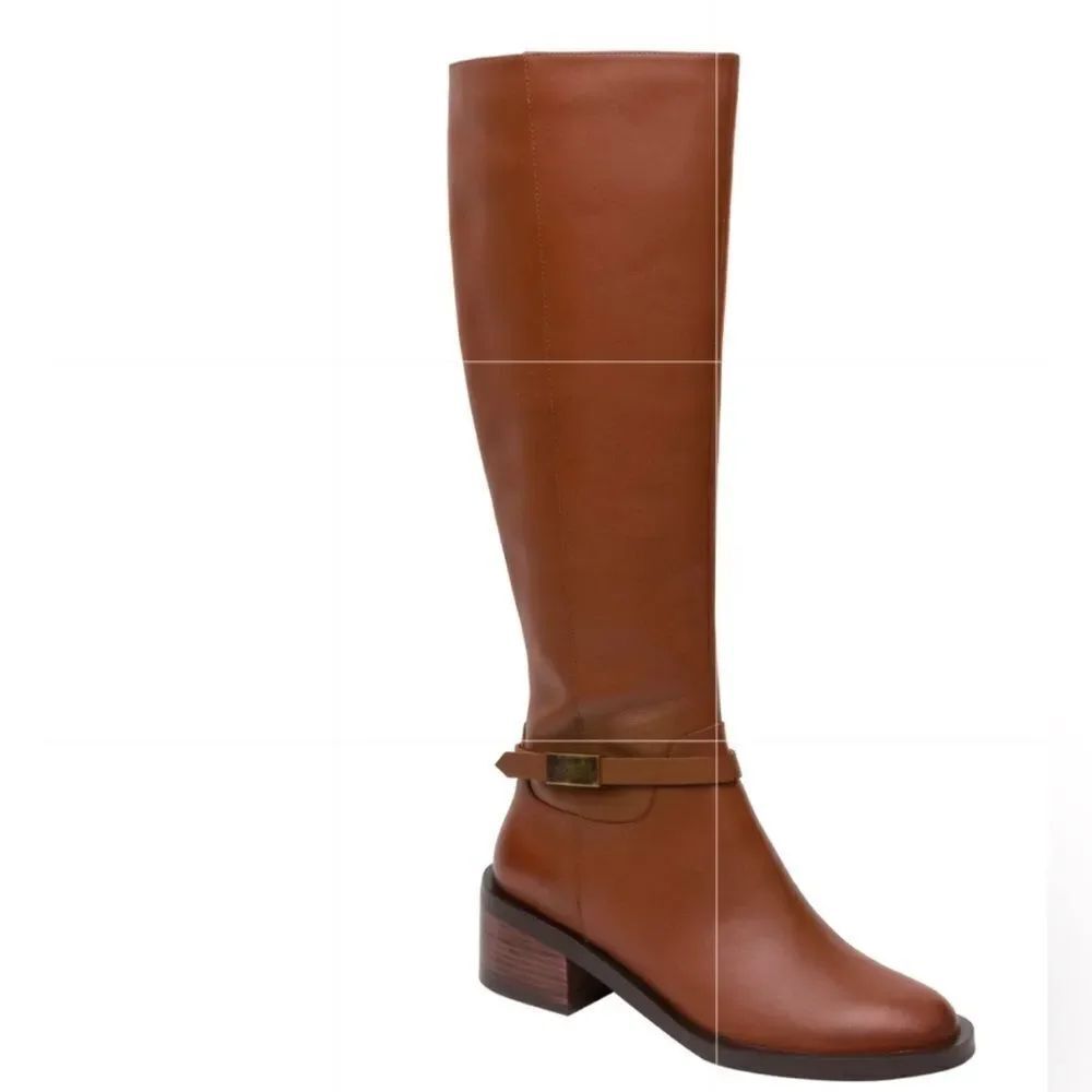 Linea Paolo Kamile Knee High Almond Toe Leather Tan Riding Boots(Size 9M)